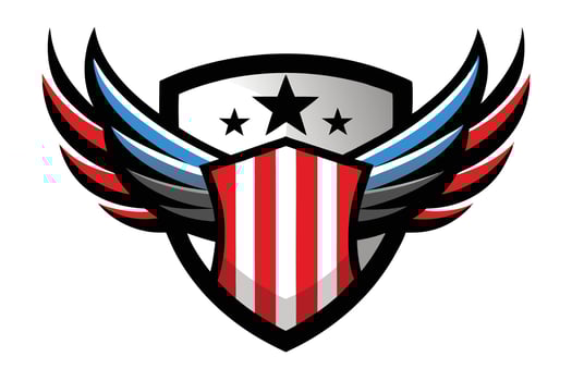 colorful shield with wings and stars clipart illustration vector