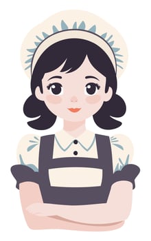 Cute young milkmaid in apron and hat vector