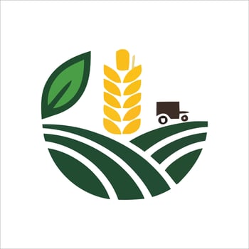 Logo with Farm Tools and Crops for Agriculture-Based Businesses. vector