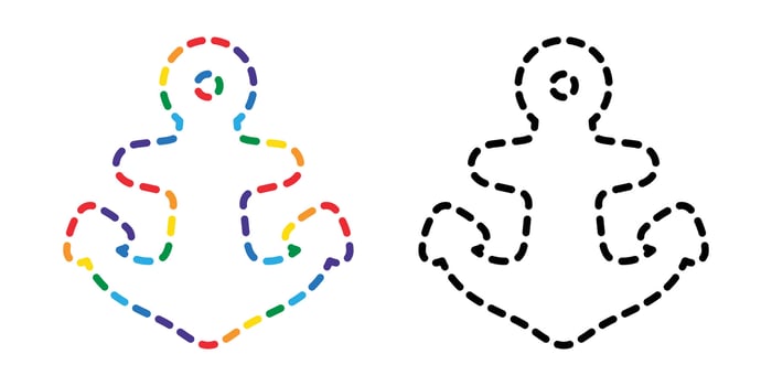Anchor icon rainbow logo colorful lgbt pride month boat helm symbol pirate Nautical maritime simple illustration graphic doodle design clipart isolated vector