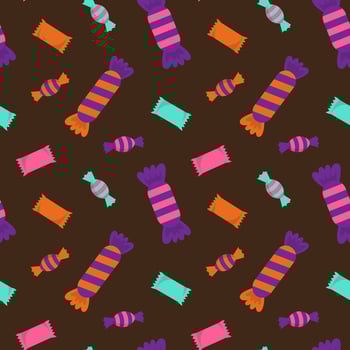 Seamless pattern with colorful candies. Halloween sweets seamless pattern vector
