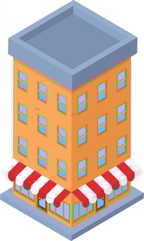 Isometric Building with Storefront vector