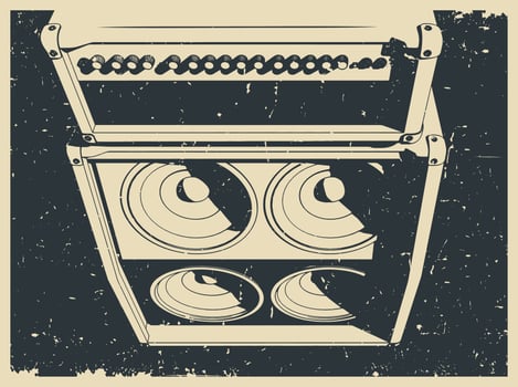 Guitar amplifier retro poster vector