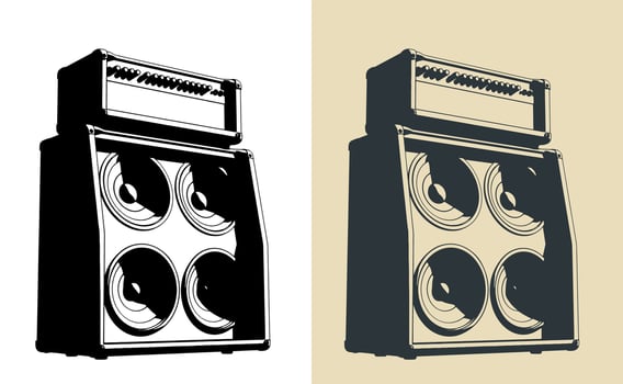 Guitar combo amplifier illustrations vector