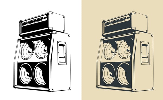 Guitar combo amplifier vector