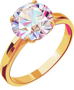A diamond ring with a yellow gold band png