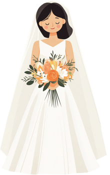 Bride with flowers in her hand png