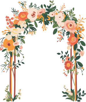 An arch with flowers and leaves png