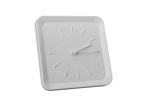 3d Simple White Square Wall Clock Two Fifteen Quarter Past, 3d illustration png