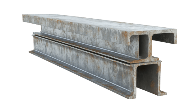Rusty Steel I Beam Construction Element Isolated on transparency background png
