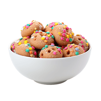 cereal cookies in a bowl isolated on transparent background png