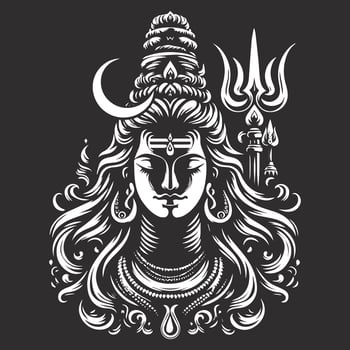 Lord Shiva face silhouette illustration vector