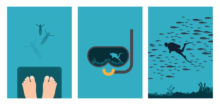 Scuba diving underwater, scuba diving underwater, scuba diving underwater, scuba diving underwater vector