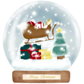 Sleigh, Tree, and Presents inside Snow Globe Illustration png