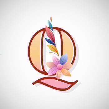 Floral alphabet Q, Initial letter for wedding invitations, greeting cards, logos, posters, and other design vector