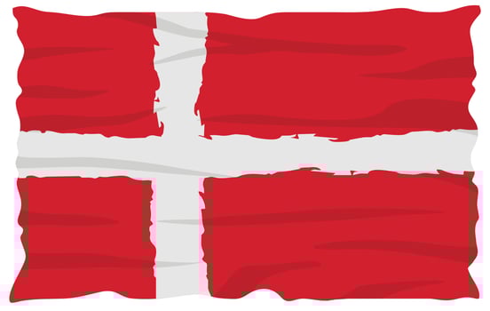Flag of Denmark. Called Dannebrog by the Danes. National flag in grunge style vector