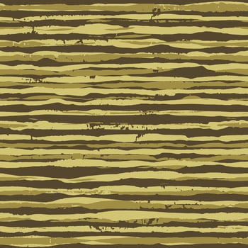Abstract gouache paint texture, brown and yellow brush strokes. Horizontal stripes smear grunge camouflage, seamless pattern. Hand drawn lines background vector