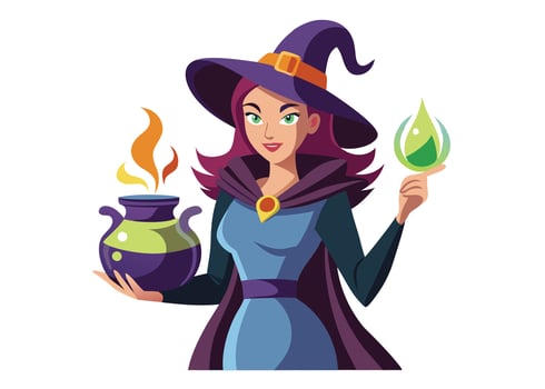 Enigmatic Sorceress Elements of Fantasy and Magic vector