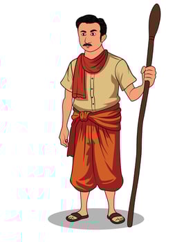 Cartoon character design of a village man with angry face expression vector