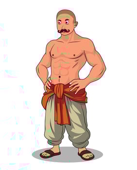 A bald bodybuilder man cartoon illustration vector