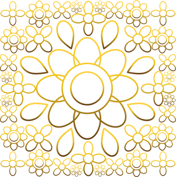 Charming Gold Flower Ornament Motif png