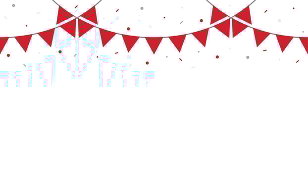 Seamless red triangle party bunting border. birthday party decoration. Flat design illustration. vector