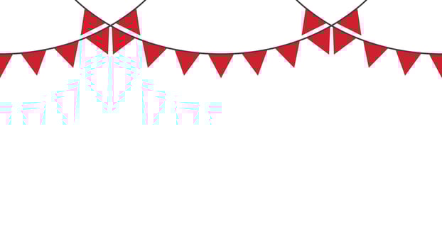 Illustration of seamless red triangle party bunting border. birthday party decoration. vector