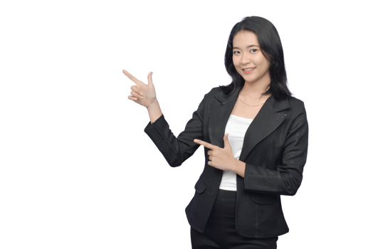 Business woman pointing at something png