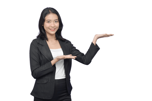 Asian business woman holding up her hand png