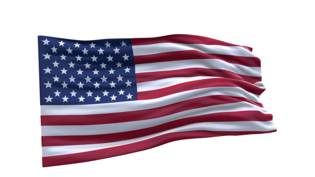 United States flag, USA Flag, America flag, 3d render waving fabric textured clipart transparent background image png