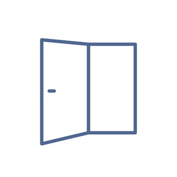 Door icon, entry, welcome and login symbol, linear doorway pictogram, simple line art open door icon, entrance symbol for ui design flat illustration. vector
