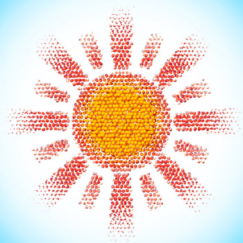 Sun made of scattered balls vector