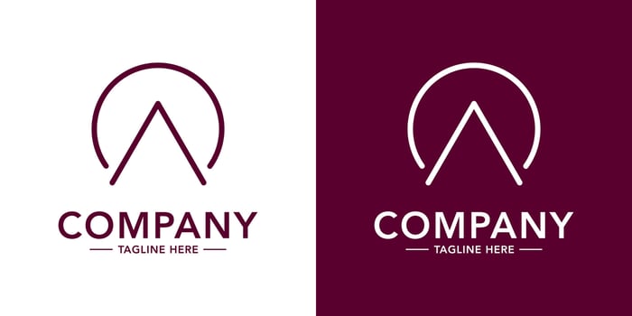 Two logos for a company with an arrow and a letter vector
