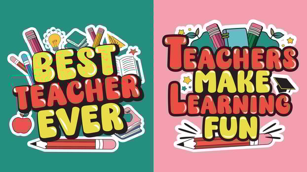 Teacher Day Quotes Stickers vector