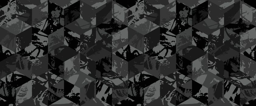 Grunge urban camouflage, black modern fashion design. Dirty brush stroke camo military pattern. Army uniform, fashionable fabric print. Seamless monochrome texture vector