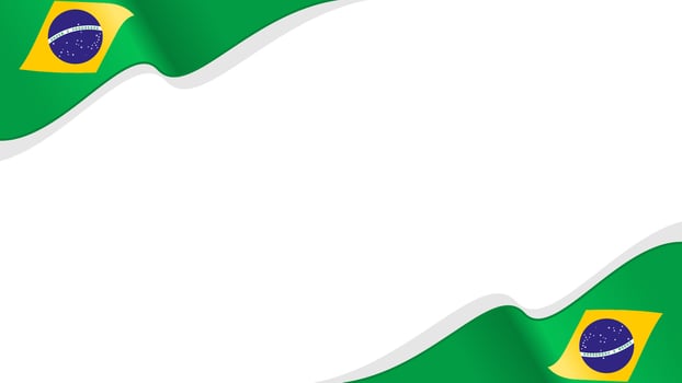 wavy brazil flag frame background with copy space for text. brazil national day vector
