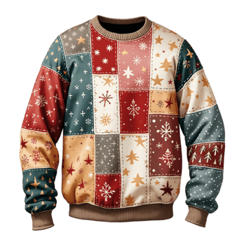 Christmas sweater with stars and snowflakes png