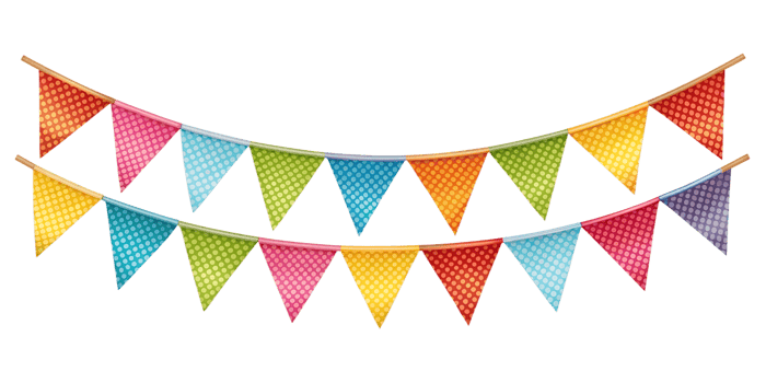 Illustration of colorsful of a bunting banner isolated on a transparent background png