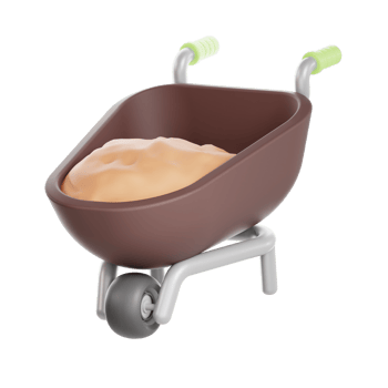3d gardening icon illustration wheelbarrow png