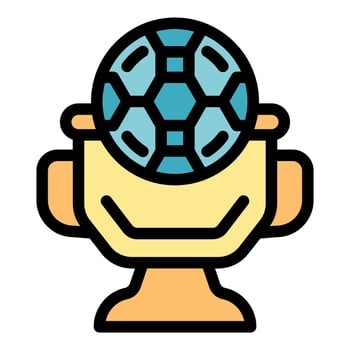 Golden cup holding a soccer ball for the ultimate victory vector
