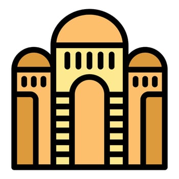 Simple color icon of a building with arches and columns vector