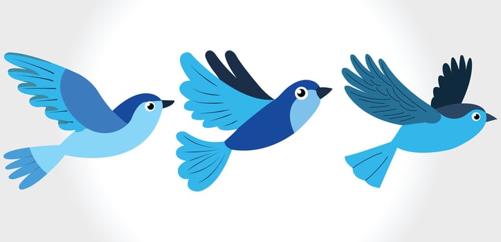 Blue Birds Flying Clipart, Nature and Wildlife Illustration vector