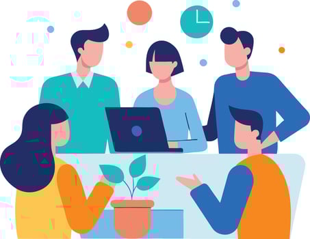Remote Work and Virtual Collaboration Icons for Online Team Meetings vector