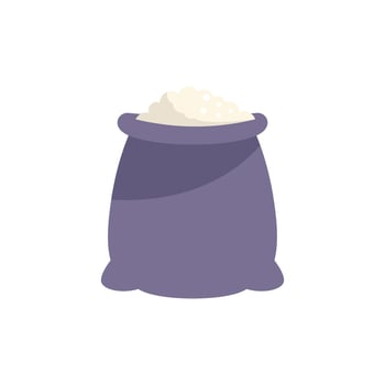 Full purple cloth sack of flour or sugar vector
