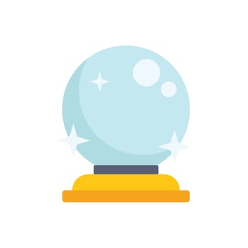 Crystal ball shining on golden stand predicting the future vector
