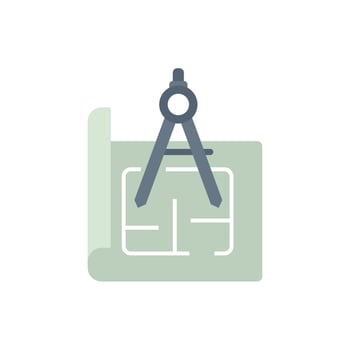 Compass drawing house plan on blueprint symbolising architecture vector