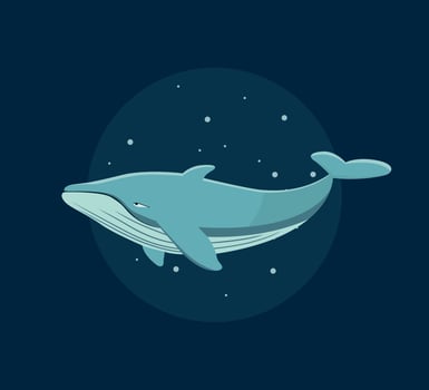 blue whale on a dark blue background vector