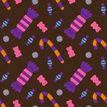 Seamless pattern with colorful candies. Halloween sweets seamless pattern vector
