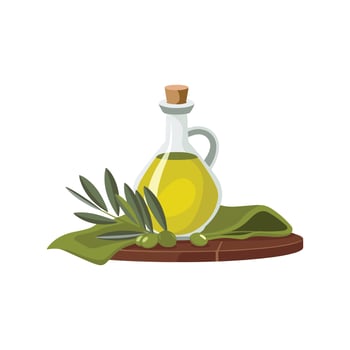 A olive oil bottle flat icon illustration design vector