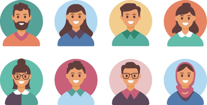 People Avatar Round Icon Set, flat icon art vector